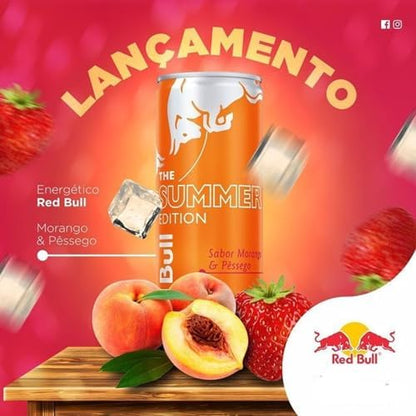 Energético Red Bull Morango Com Pêssego 250ml